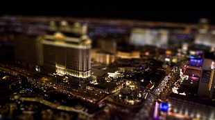tilt shift, cityscape, Las Vegas, lights