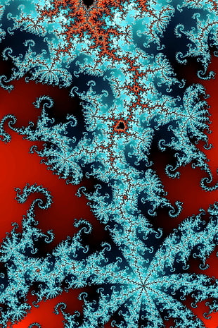 blue and white floral textile, fractal, abstract, psychedelic, digital art