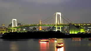 white bridge, bridge, river, city, Tokyo