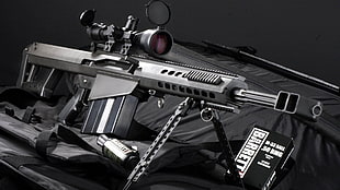 gray scale photo of sniper rifle HD wallpaper