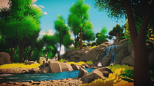 waterfall between rock formation illustration, video games, artwork, PlayStation 4