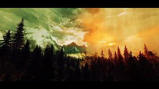 forest painting, The Elder Scrolls V: Skyrim, landscape, forest HD wallpaper