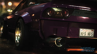 purple convertible car, Need for Speed, video games, Nissan, Nissan 180SX