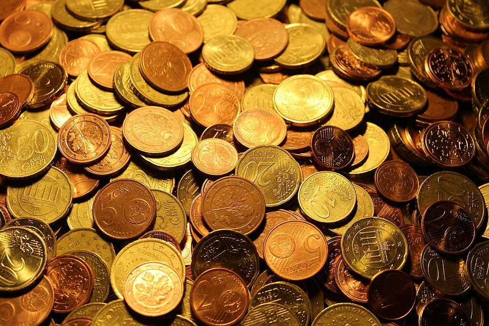 gold and copper coins HD wallpaper