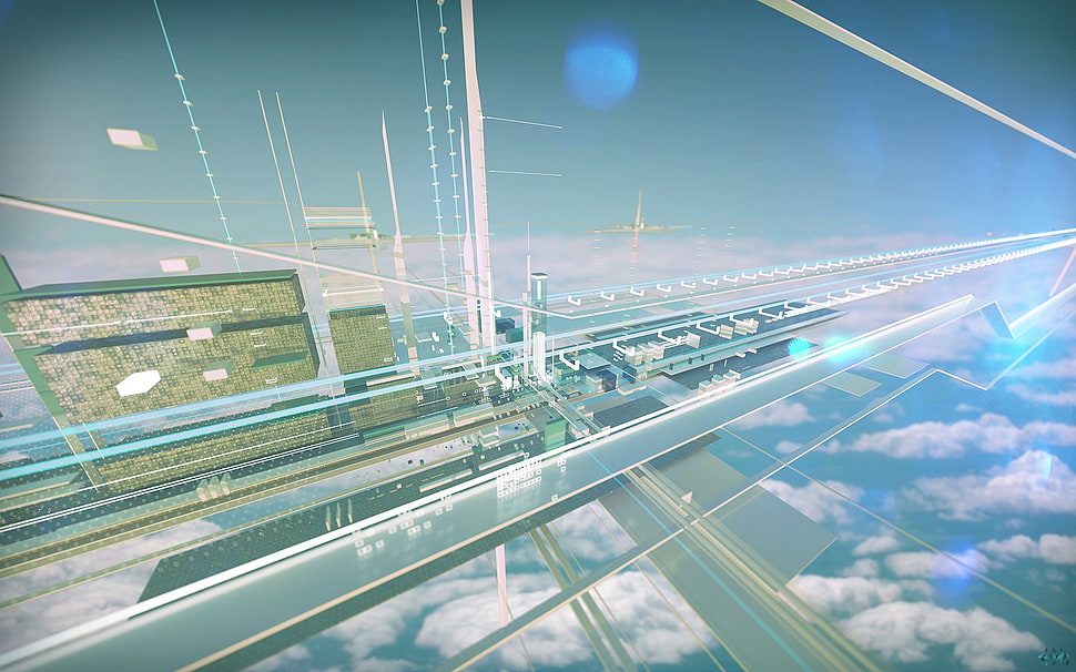 gray and brown 3D artwork, science fiction, clouds, sky, 3D HD wallpaper