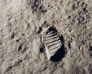 footsteps on moon, Moon, footprints, space
