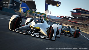 two black and gray F1 cars, Chevrolet Chaparral 2X Vision Gran Turismo, Gran Turismo 6, Gran Turismo, video games HD wallpaper