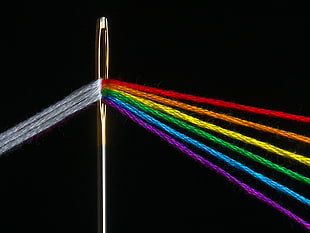several colors silk thread in needle HD wallpaper