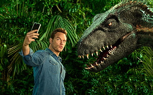 Chris Pratt, Jurassic World: Fallen Kingdom, Chris Pratt, dinosaur HD wallpaper