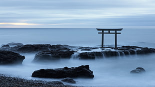 black torii gate, Japanese, torii