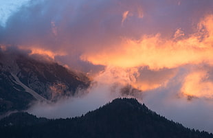 black mountains, Mountains, Fog, Sky HD wallpaper