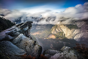 mountain beside clouds during daytime, yosemite national park, california