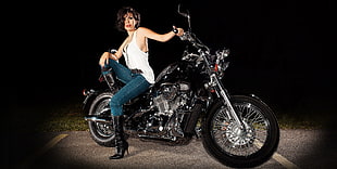 black touring motorcycle, model