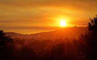 mountain range, landscape, sunset HD wallpaper