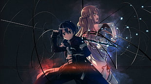 Kirito and Asuna, Sword Art Online, Kirigaya Kazuto, Yuuki Asuna, anime HD wallpaper
