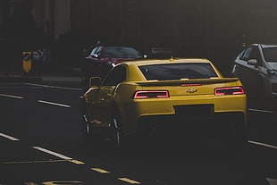 red Chevrolet Camaro, Auto, Side view, Yellow HD wallpaper
