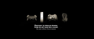 black gaming controllers, video games, controllers, quote, typography