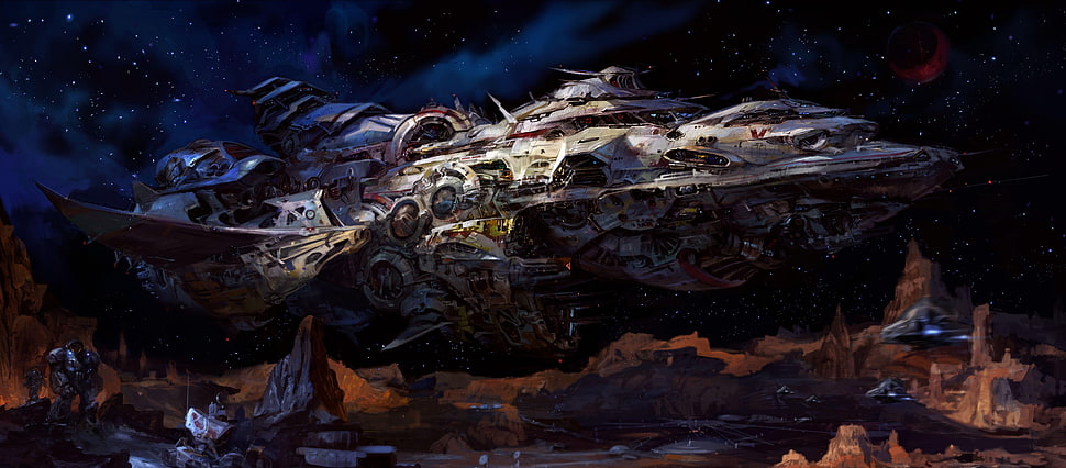 spacecraft on galaxy digital wallpaper HD wallpaper