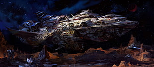 spacecraft on galaxy digital wallpaper