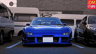 blue luxury car, Mazda RX-7, JDM, car