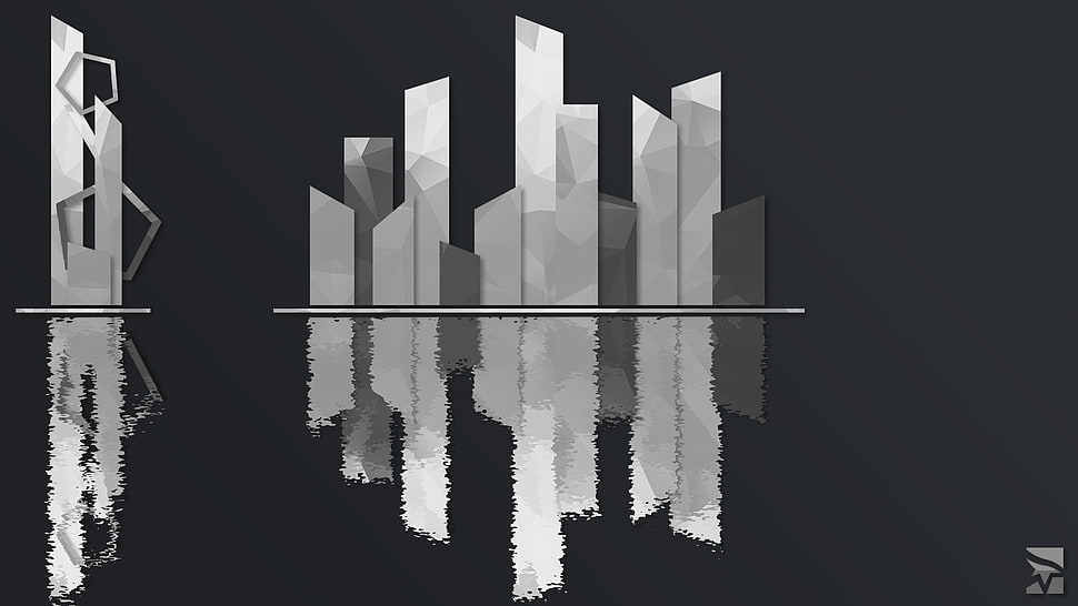 gray and black digital wallpaper, Mirror's Edge, reflection, geometry, city HD wallpaper
