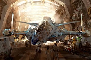 white aircraft video game digital wallpaper, science fiction, aircraft, artwork, futuristic
