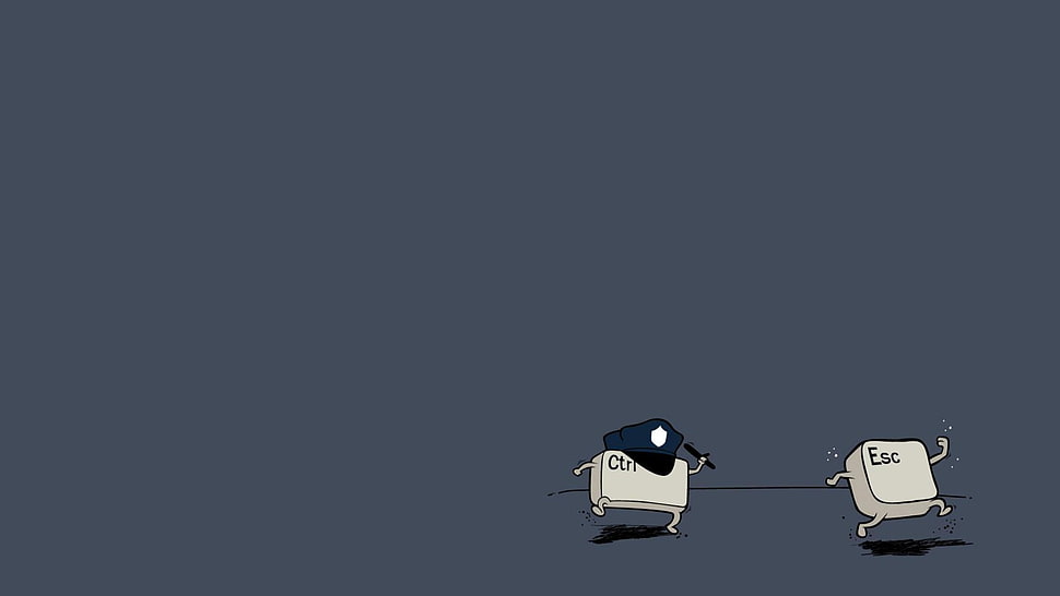 CTRL and ESC computer keyboard animation, comic art, minimalism HD wallpaper