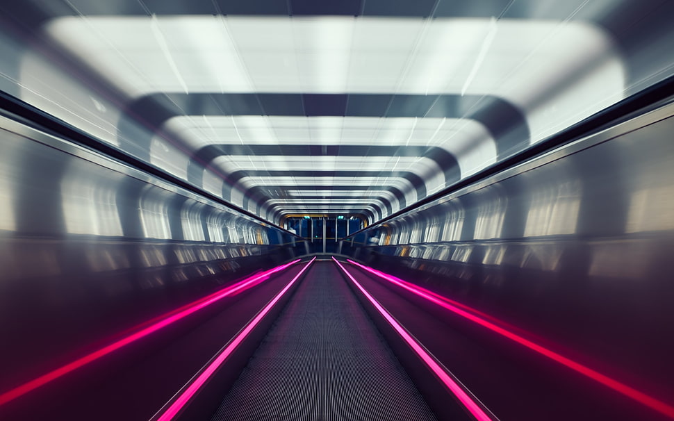 gray and pink concrete road, Oslo, subway, tracks, lights HD wallpaper