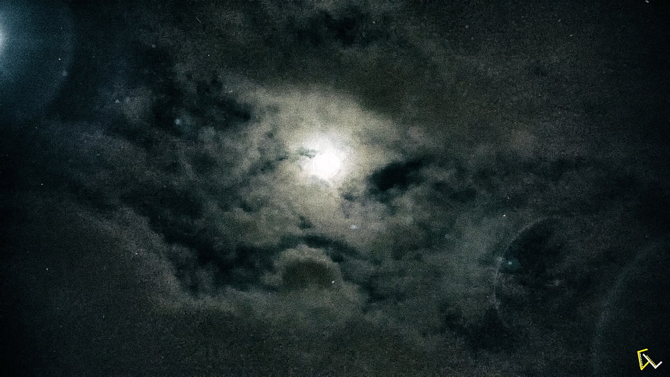 white clouds, Moon, night, sky HD wallpaper