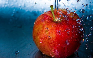 honeycrisp apple fruit, macro, fruit, apples, water drops