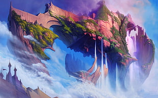 animated character of mountain, fantasy art, landscape