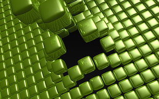 green 3D cube digital wallpaper