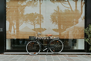 black and white city bike HD wallpaper