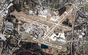 aerial view photography of buildings, airport, runway, city, aerial view
