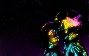 multicolored helmet 3D wallpaper, Daft Punk, music