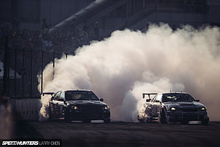 two black cars, drift HD wallpaper
