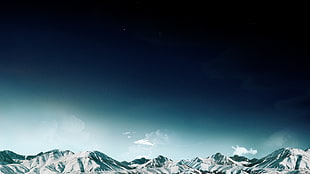 snowy mountain under blue sky HD wallpaper