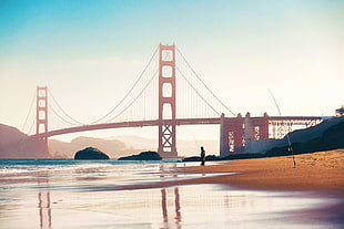 Golden Gate Bridge, San Francisco, California during low tide HD wallpaper