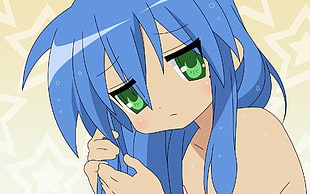 blue-haired female anime character