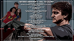 Captain Hammer's Call to Glory advertisement, Dr. Horrible's Sing Along Blog, Nathan Fillion, lyrics, Captain Hammer HD wallpaper