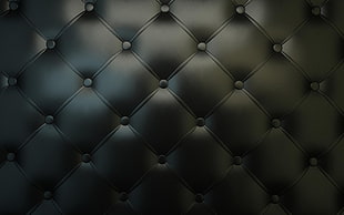 tufted black leather cushion, leather HD wallpaper