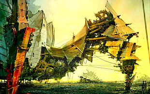 robot building painting, Daniel Dociu, science fiction, machine, concept art HD wallpaper