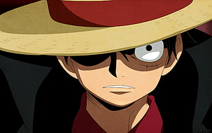 white and red wooden table, Monkey D. Luffy, One Piece, anime, anime boys