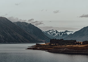body of water, Mountains, Lake, Fog HD wallpaper
