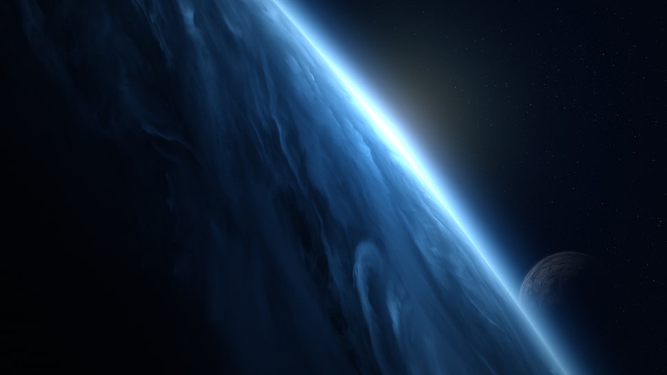 planet in front of planet HD wallpaper