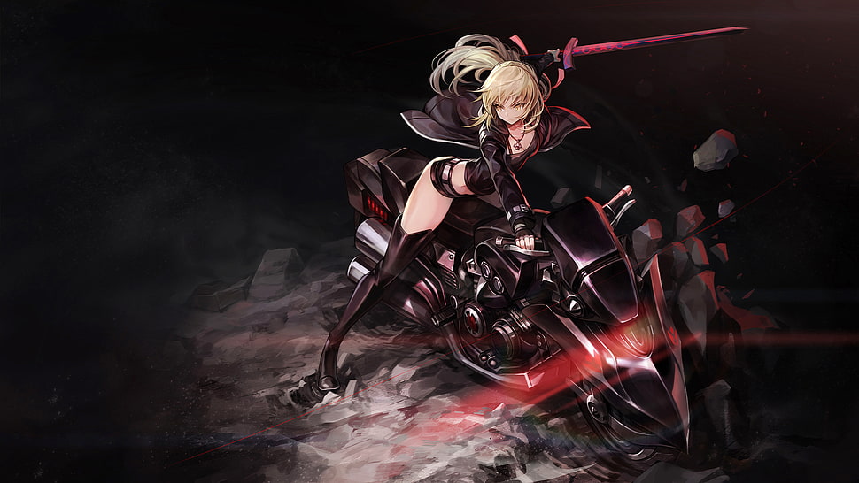 Saber Alter anime character wallpaper, Fate/Grand Order, Saber Alter, thigh-highs, gloves HD wallpaper