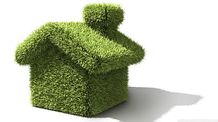 green house miniature, grass, simple background HD wallpaper