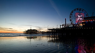 black and red Ferris wheel, ferris wheel, pier