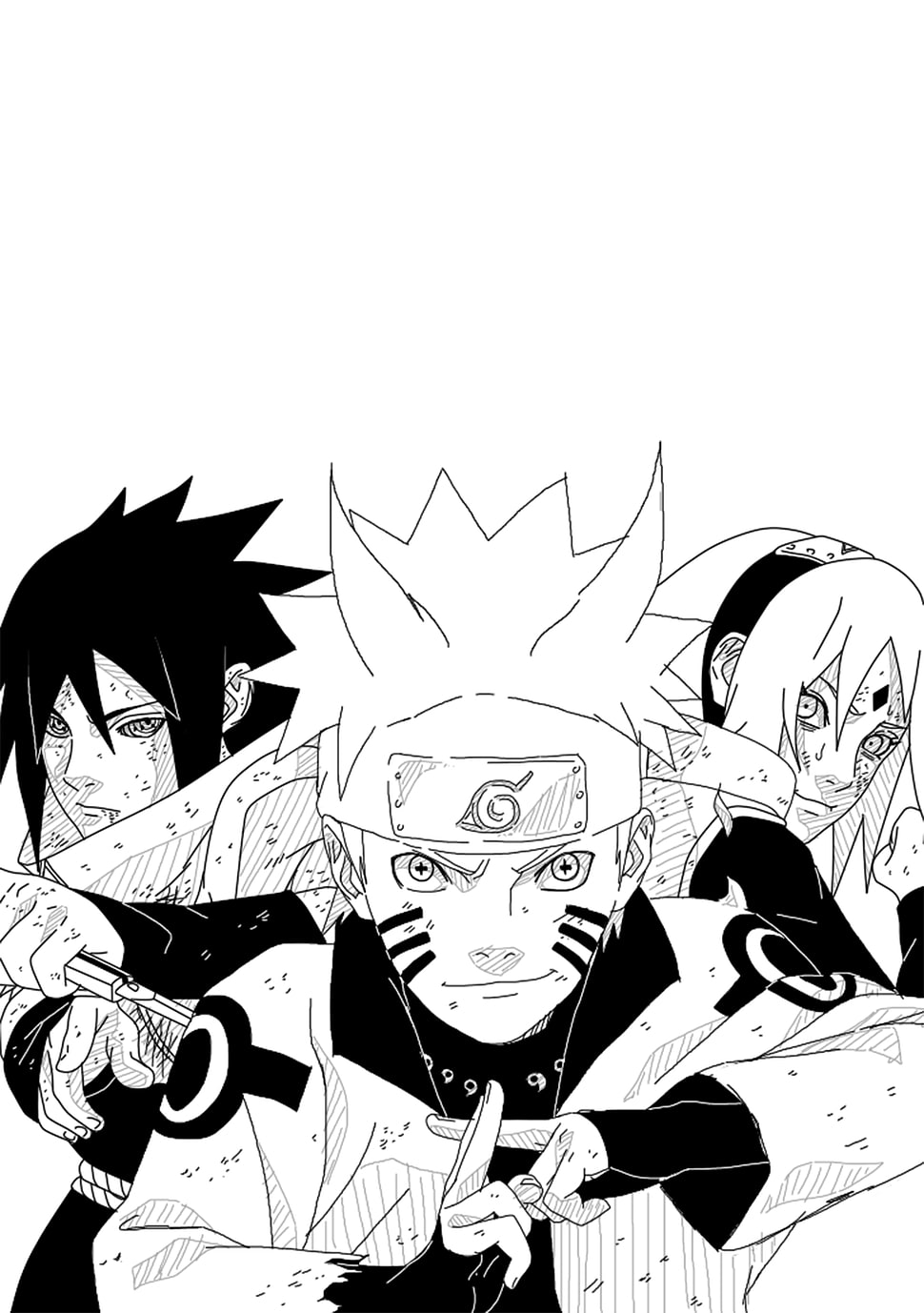 Naruto, Sasuke, and Sakura illustration, Naruto Shippuuden, manga, Uchiha Sasuke, Haruno Sakura HD wallpaper