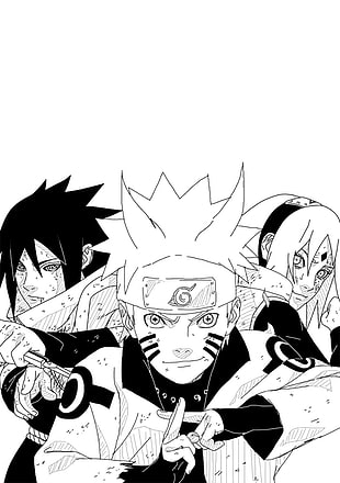Naruto, Sasuke, and Sakura illustration, Naruto Shippuuden, manga, Uchiha Sasuke, Haruno Sakura HD wallpaper